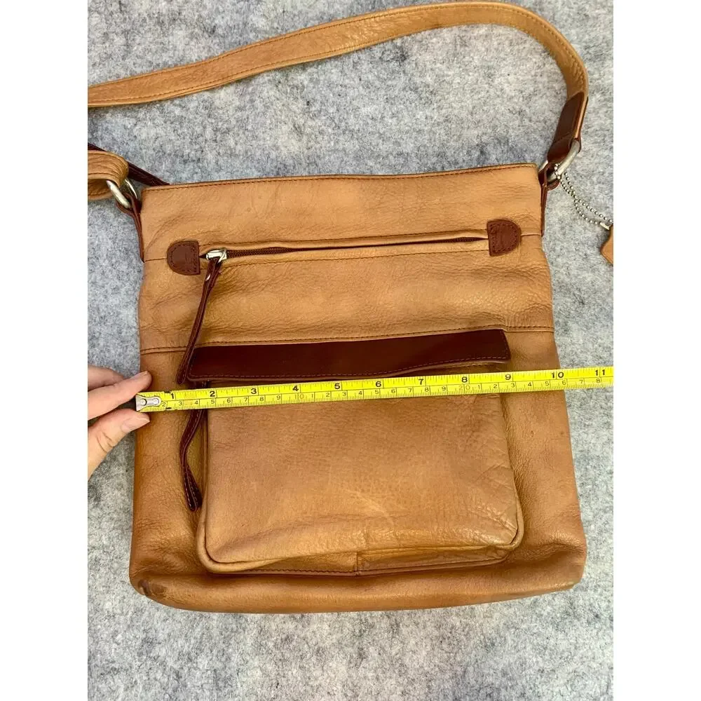 Osgoode Marley Crossbody Leather Shoulder Bag, Tan and Coffee, Slim, Adjustable
